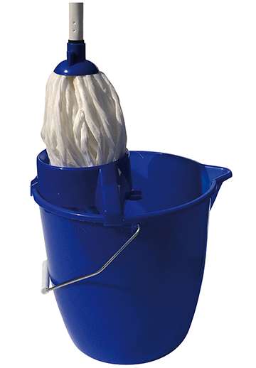 Image de Seau laveur rond 12L avec frange+manche+essoreur bleu/1