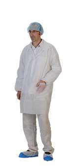 Image de Blouse PP à pression sans poche blanche 40g T.XL/50