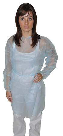 Image de Blouse PP fermeture dos avec liens bleu 18g/m² T.XL/100