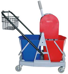 Image de Chariot de lavage 2x15L avec presse+panier porte produits/1