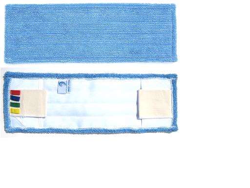 Image de Frange microfibre bleue/ gris 50cm poches languettes /10