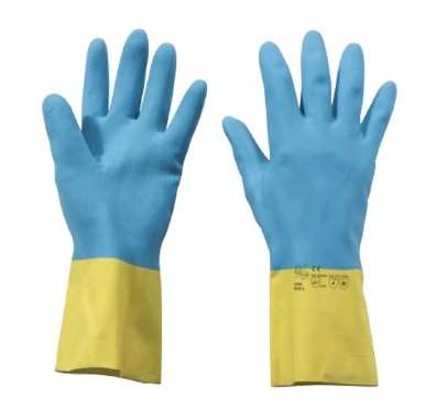 Image de Gant latex Duocolor jaune/bleu T.7 - 7 1/2 la paire/1