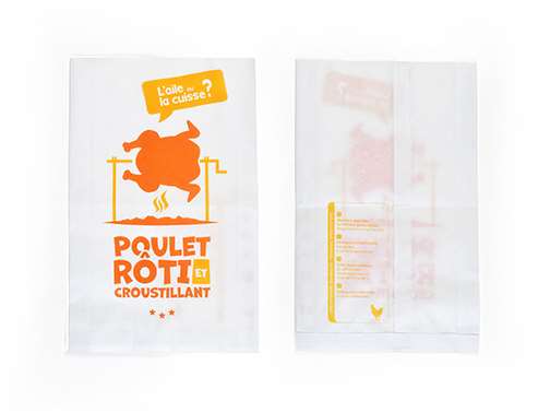 Image de Sac kraft blanc poulet fermier 45g/500