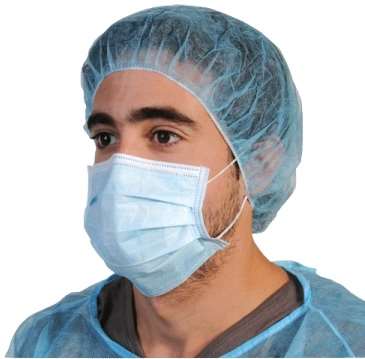 Image de Masque chirurgical 3 plis bleu non tissé/50