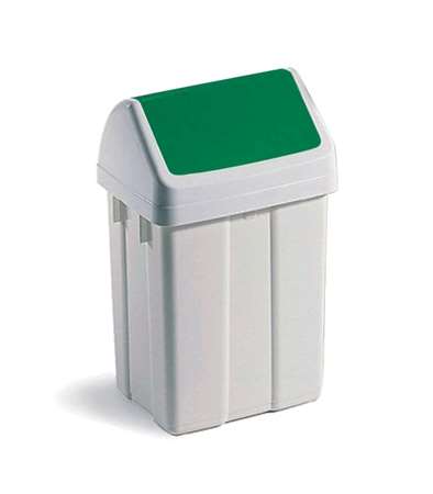 Image de Poubelle couvercle basculant blanche / vert 50L/1