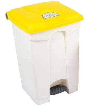 Image de Conteneur à pédale blanc couvercle jaune 45L/1