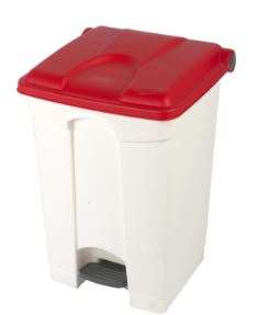 Image de Conteneur à pédale blanc couvercle rouge 45L/1