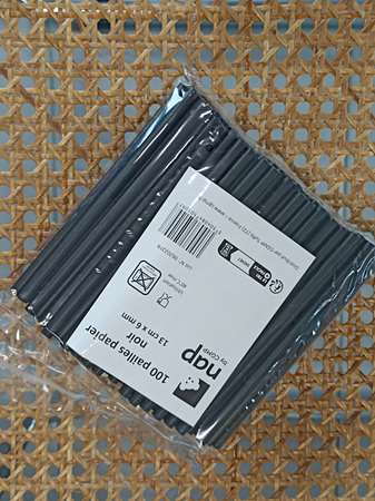 Image de Paille papier noir 13cm D.6mm/5000