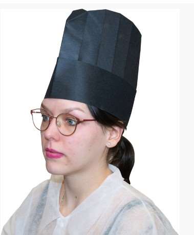 Image de Toque viscose non tissée noire Jade plissée H.235mm/10