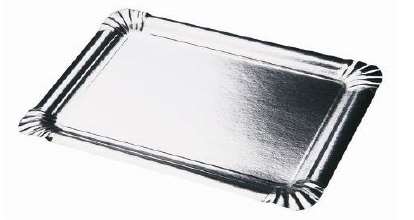 Image de Plateau traiteur carton argent 28x42cm/25