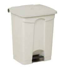 Image de Poubelle plastique à pédale blanche couvercle blanc 45L/1