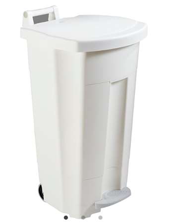 Image de Poubelle mobile plastique à pédale blanche Boogy 90L/1