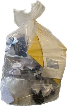 Image de Sac poubelle 110L transparent PEBD avec lien 23µ /200