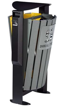 Image de Corbeille sur pied Arkéa Etik 2x60L gris/jaune/1