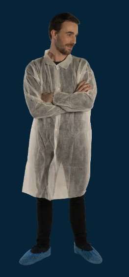 Image de Blouse non tissé 40g blanche sans poche pressions T.XXL/50