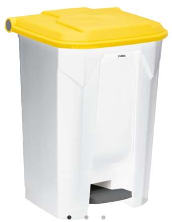 Image de Poubelle à pédale 80L blanc/jaune Utilo/1